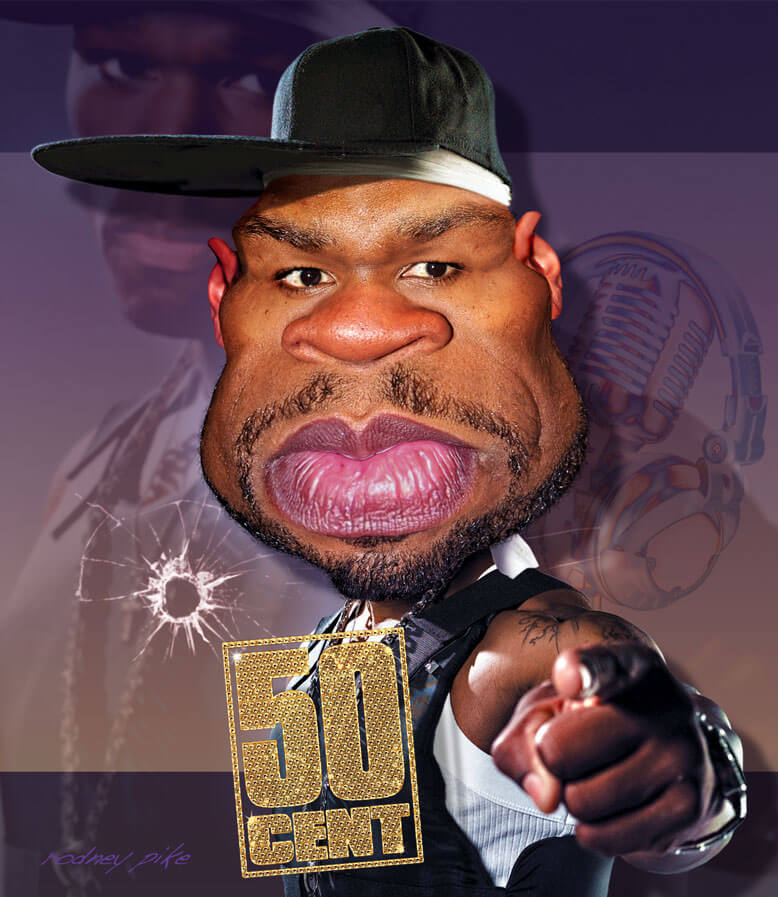 Rapper 50 Cent Rodney Pike Humorous Illustrator